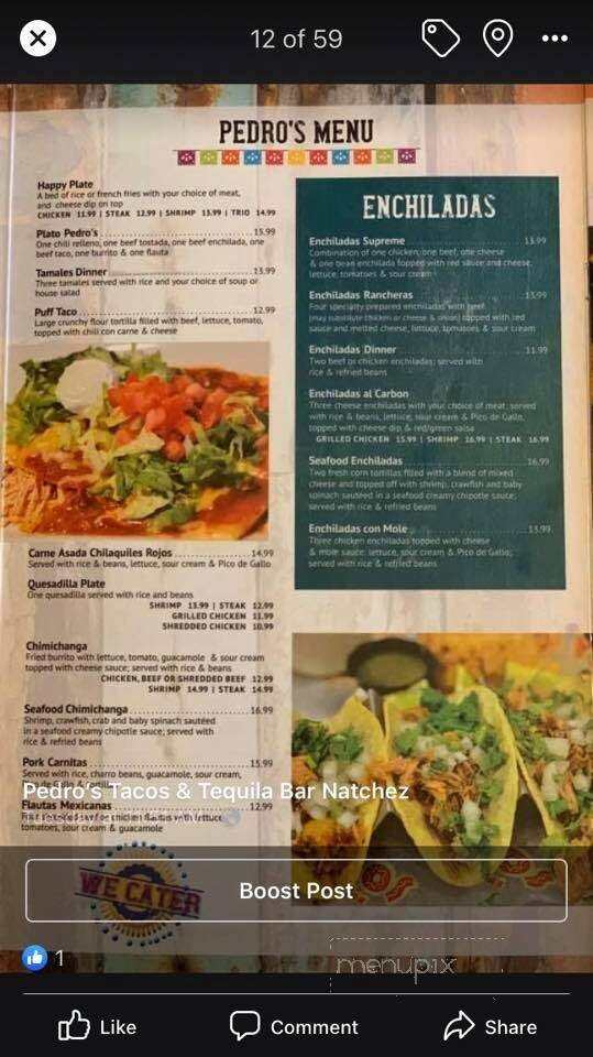 Pedros Tacos & Tequila Bar - Natchez, MS menu_pic