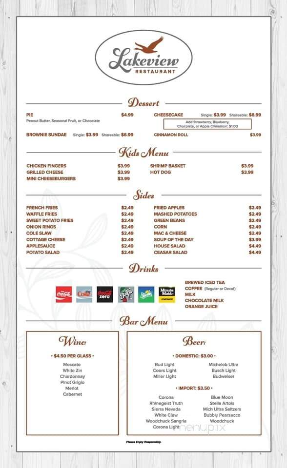 Lakeview Restaurant - Cambridge City, IN menu_pic
