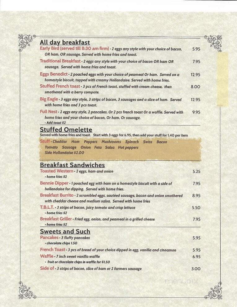 Eagle's Nest Restaurant - Bancroft, ON menu_pic