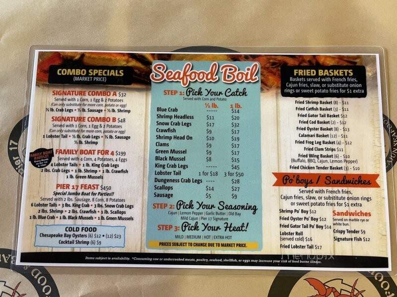 Pier 17 Cajun Seafood & Bar - Louisville, KY menu_pic