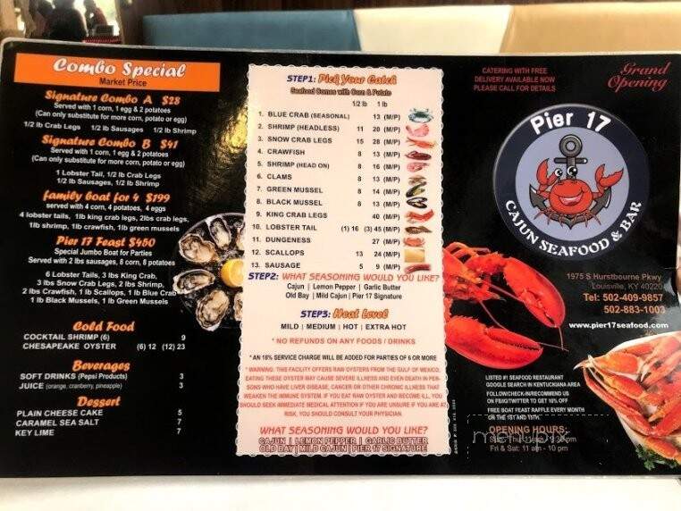 Pier 17 Cajun Seafood & Bar - Louisville, KY menu_pic