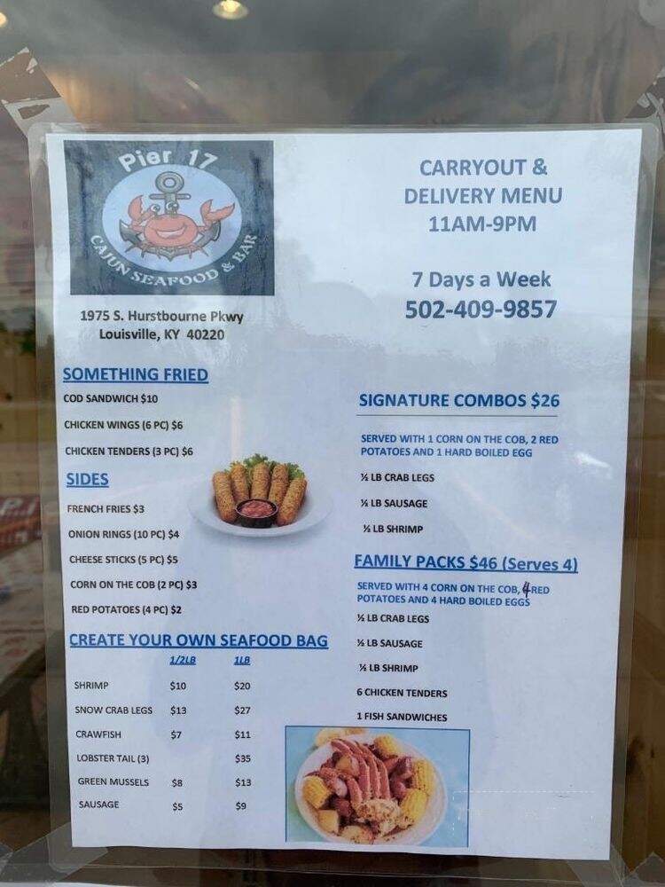 Pier 17 Cajun Seafood & Bar - Louisville, KY menu_pic