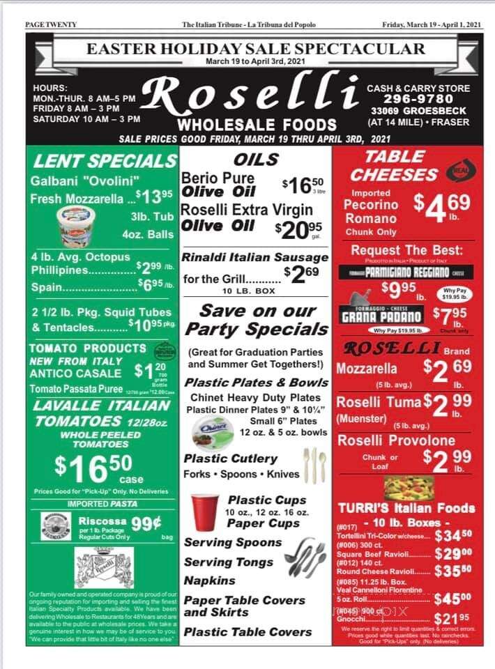 Roselli Wholesale Foods - Fraser, MI menu_pic