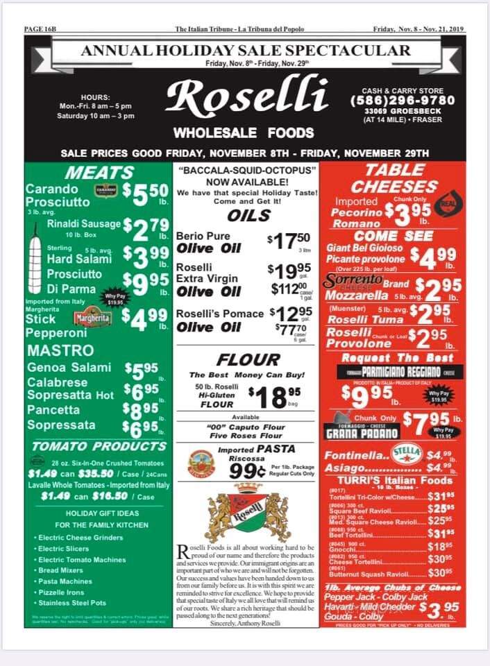 Roselli Wholesale Foods - Fraser, MI menu_pic