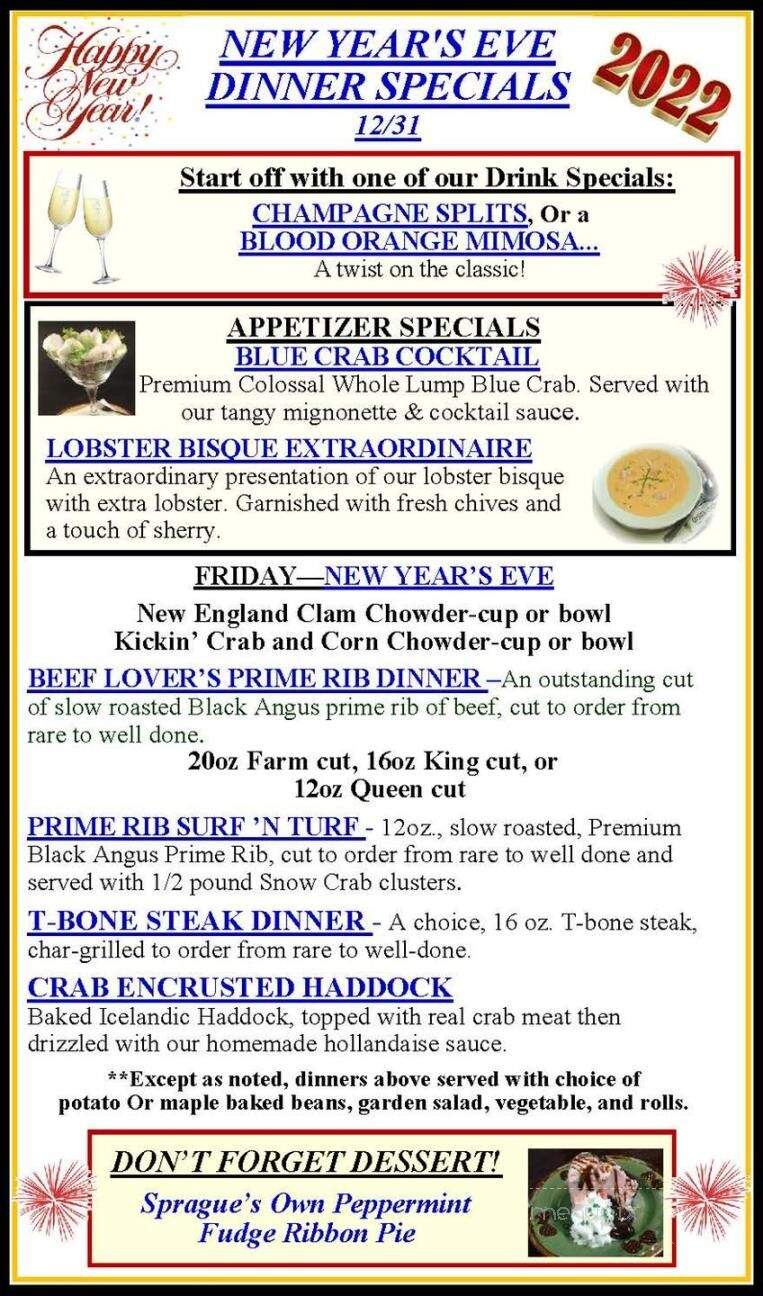 Sprague's Maple Farms - Portville, NY menu_pic