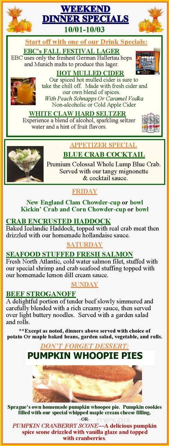 Sprague's Maple Farms - Portville, NY menu_pic