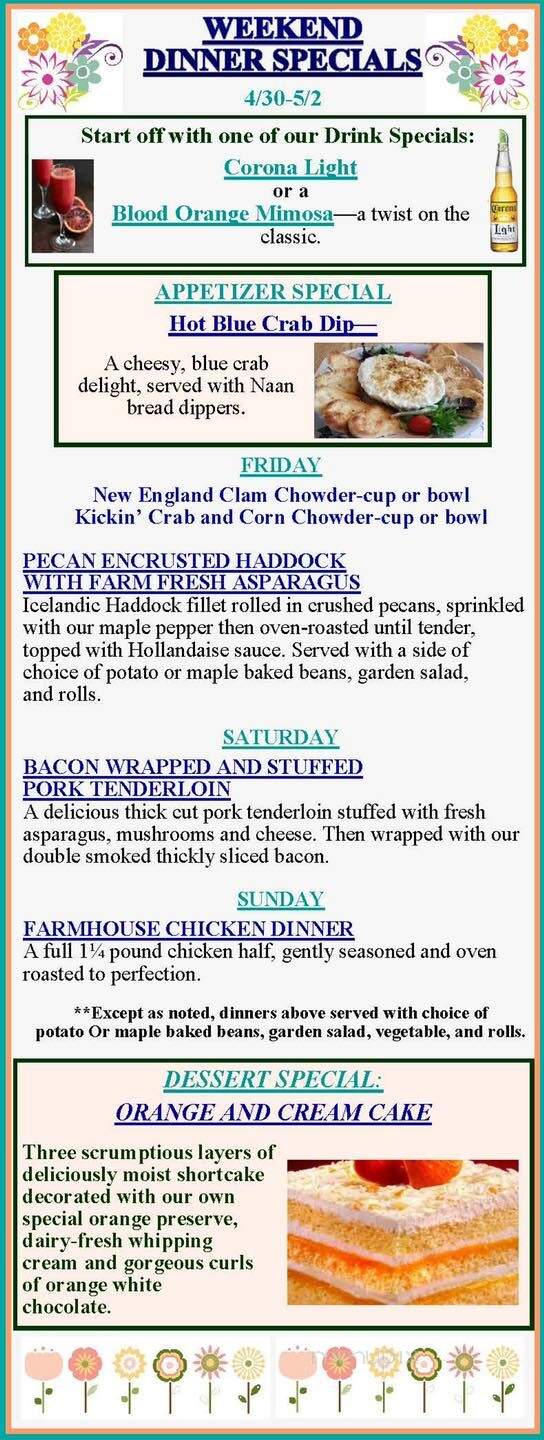 Sprague's Maple Farms - Portville, NY menu_pic