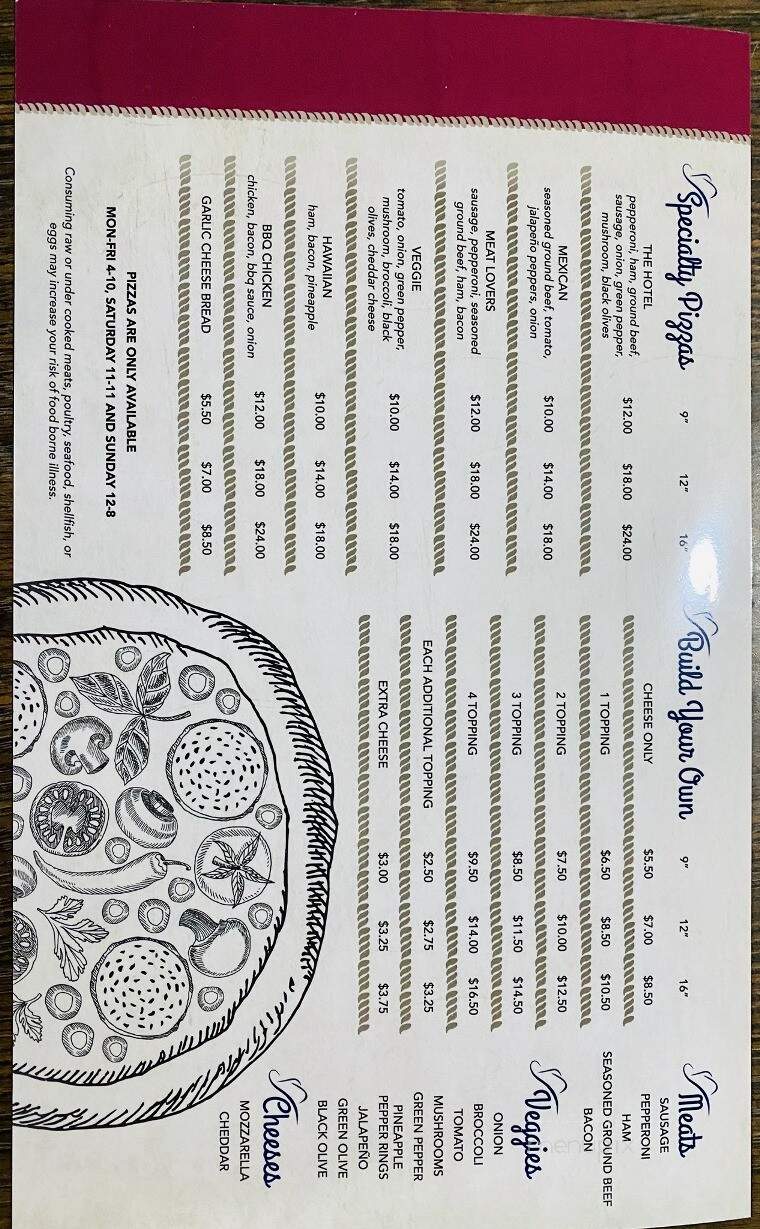 Springport Hotel Tavern - Springport, MI menu_pic