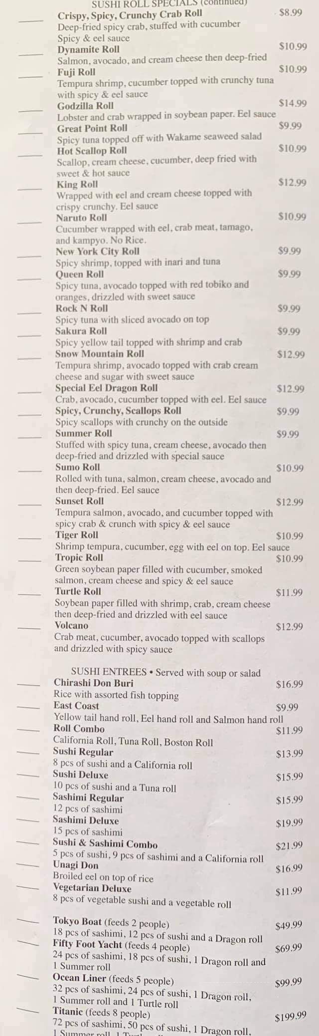 Tokyo Japanese Steakhouse - Findlay, OH menu_pic