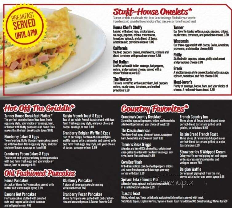 Chuck Tanner's Restaurant - New Castle, PA menu_pic