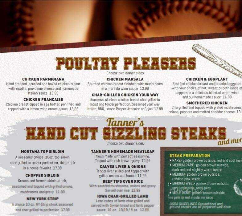 Chuck Tanner's Restaurant - New Castle, PA menu_pic