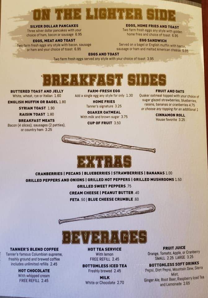 Chuck Tanner's Restaurant - New Castle, PA menu_pic
