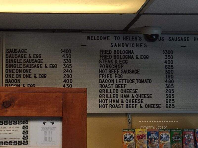 Helen's Sausage House - Smyrna, DE menu_pic