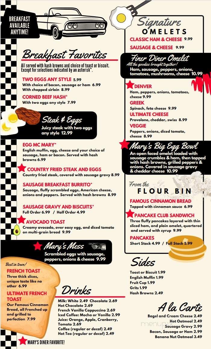 Mary's Diner - Geneva, OH menu_pic
