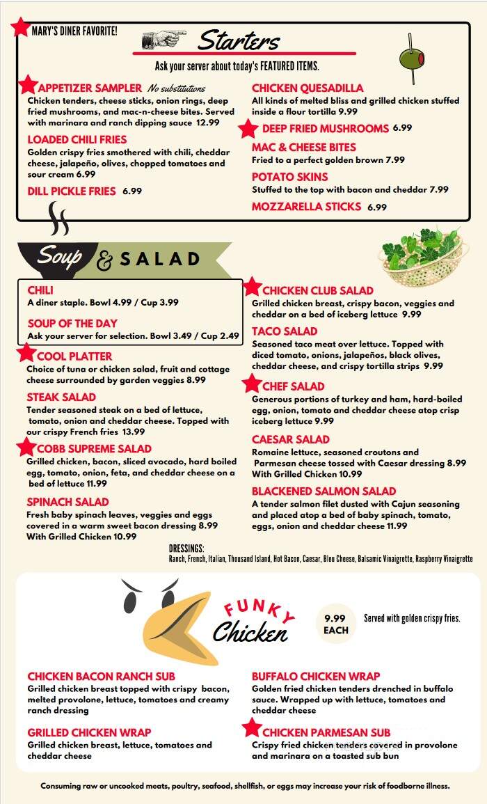 Mary's Diner - Geneva, OH menu_pic