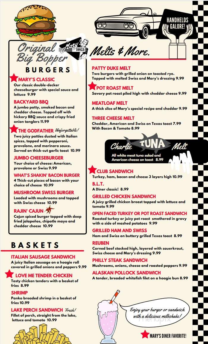 Mary's Diner - Geneva, OH menu_pic
