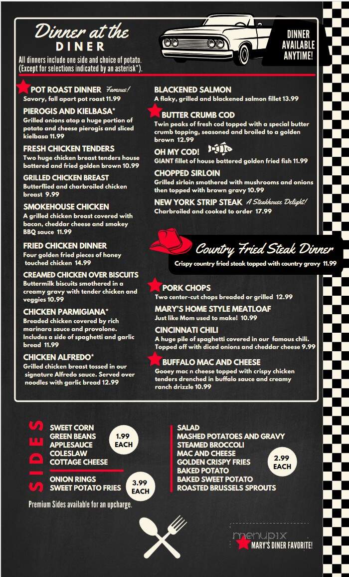 Mary's Diner - Geneva, OH menu_pic