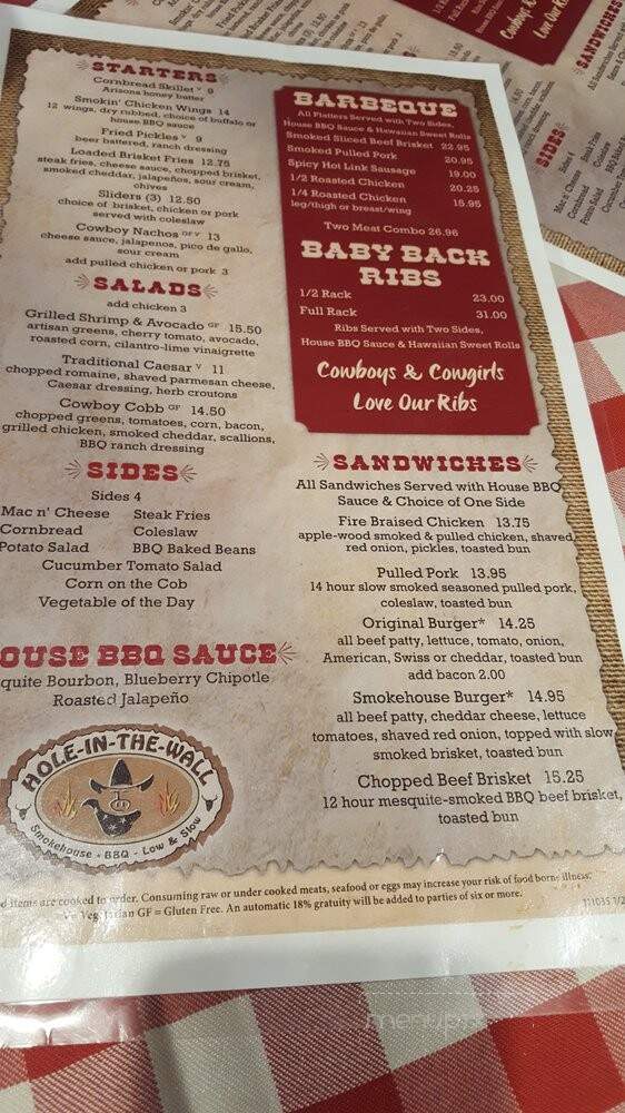 Hole In The Wall Restaurant - Phoenix, AZ menu_pic