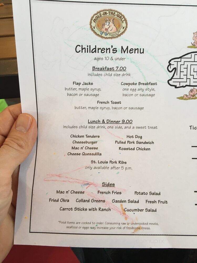 Hole In The Wall Restaurant - Phoenix, AZ menu_pic
