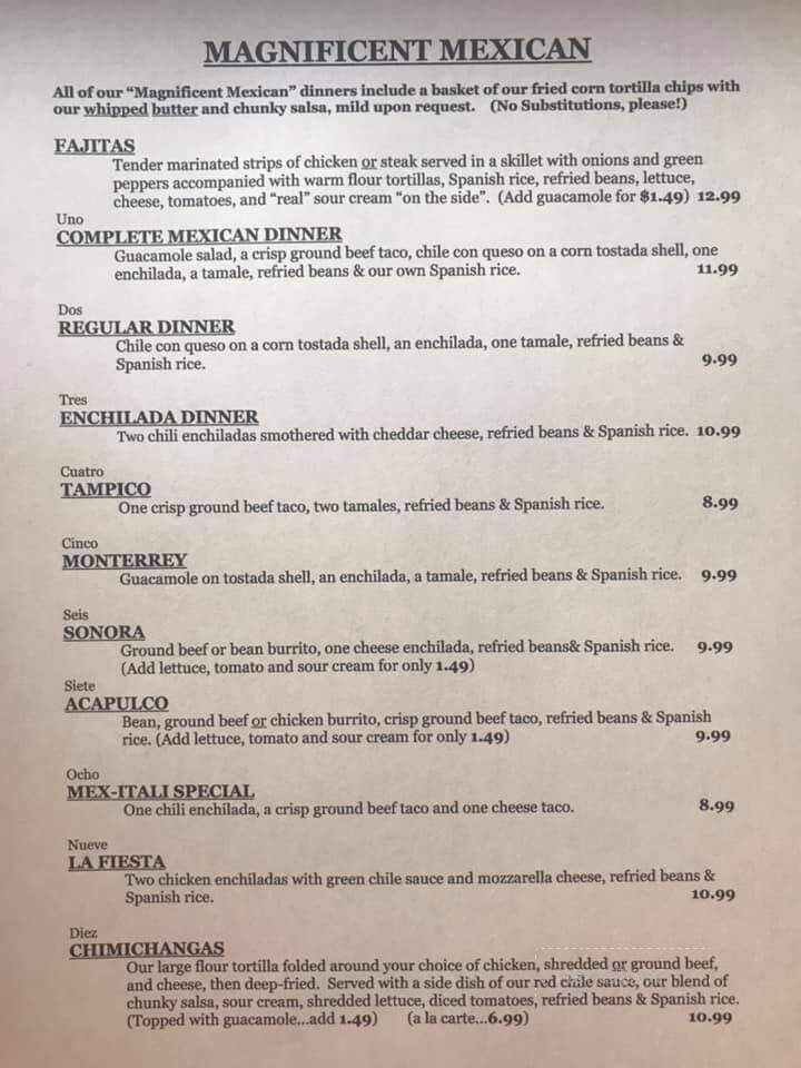 Mex-Itali Restaurant - West Portsmouth, OH menu_pic
