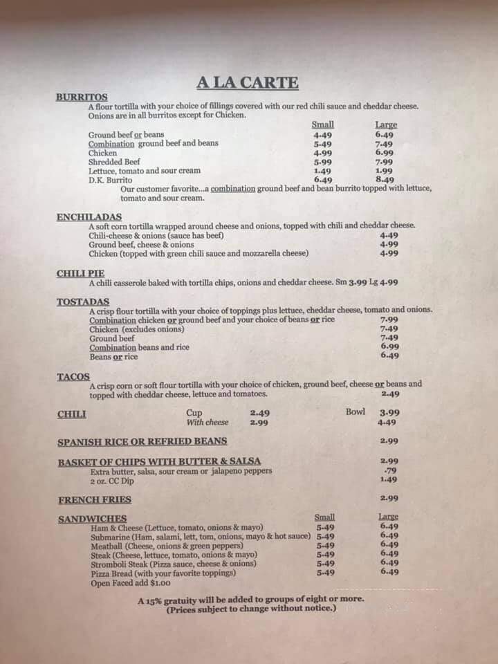 Mex-Itali Restaurant - West Portsmouth, OH menu_pic