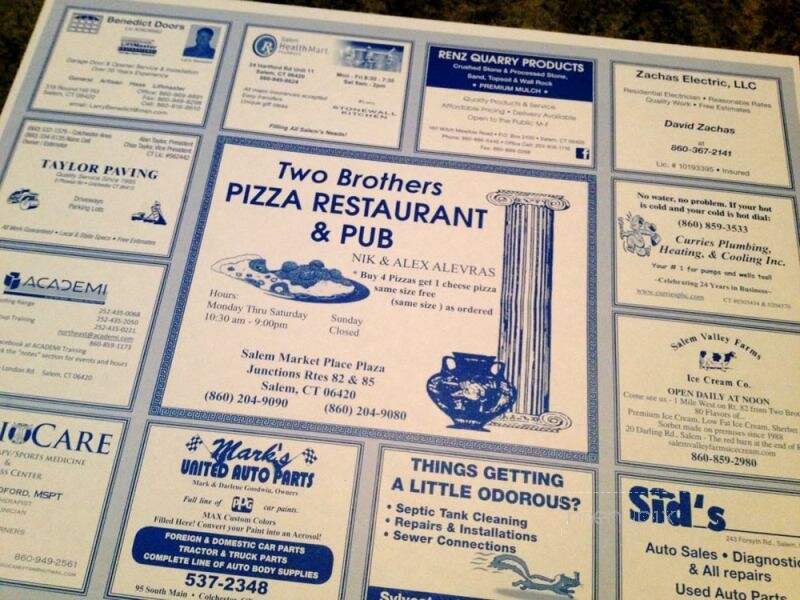Two Brothers Pizza Restaurant - Salem, CT menu_pic