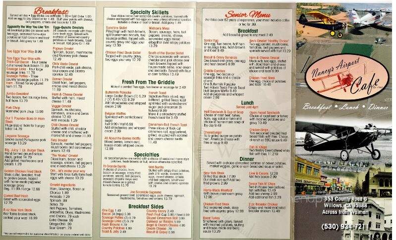 Nancy's Airport Cafe - Willows, CA menu_pic