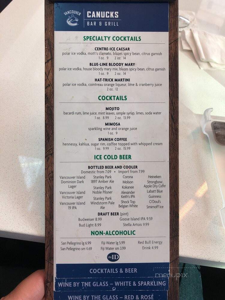 Canucks Bar & Grill YVR - Richmond, BC menu_pic
