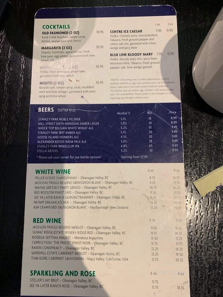 Canucks Bar & Grill YVR - Richmond, BC menu_pic
