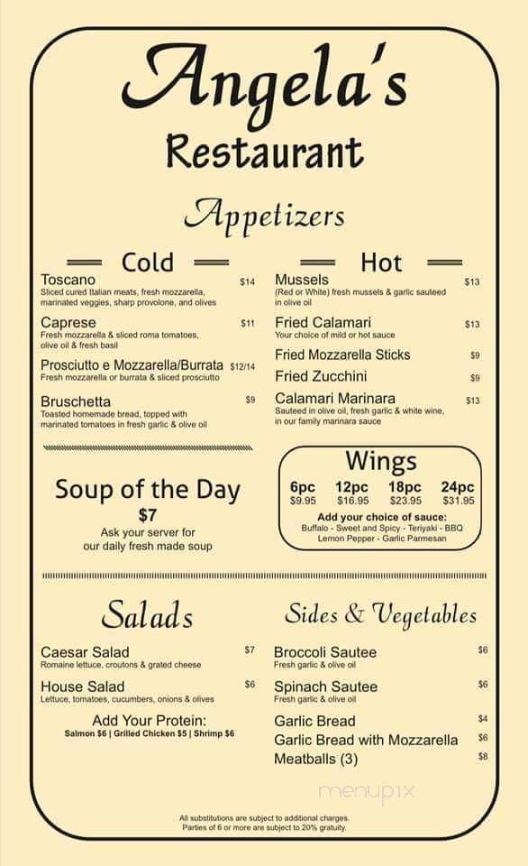 Angela's Pizza & Restaurant - Charlotte, NC menu_pic