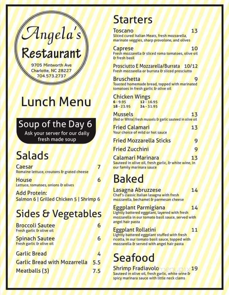 Angela's Pizza & Restaurant - Charlotte, NC menu_pic