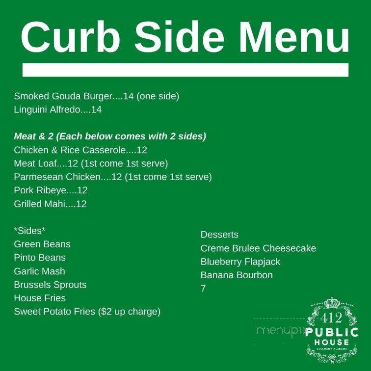 412 Public House - Cullman, AL menu_pic