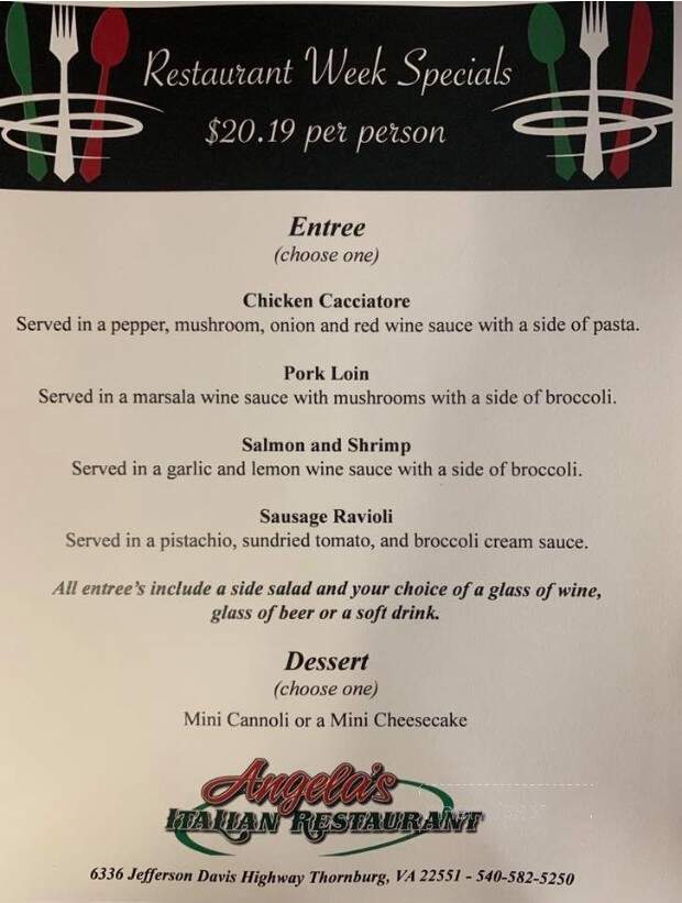 Angela's Italian Restaurant - Spotsylvania, VA menu_pic