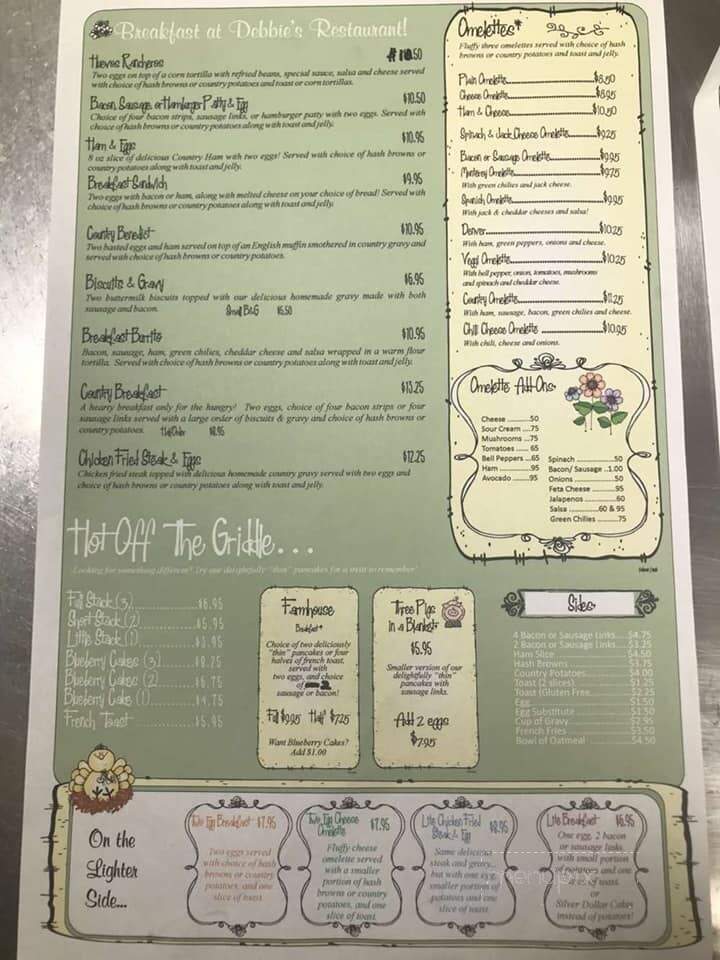 Debbie's Restaurant - Paradise, CA menu_pic