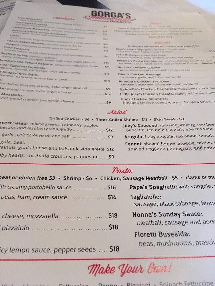 Gorga's Homemade Pasta & Pizza - East Hanover, NJ menu_pic
