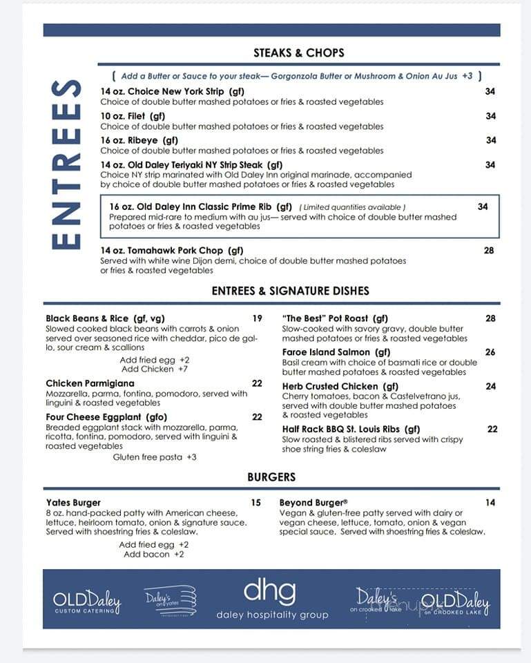 Old Daley Inn on Crooked Lake - Averill Park, NY menu_pic