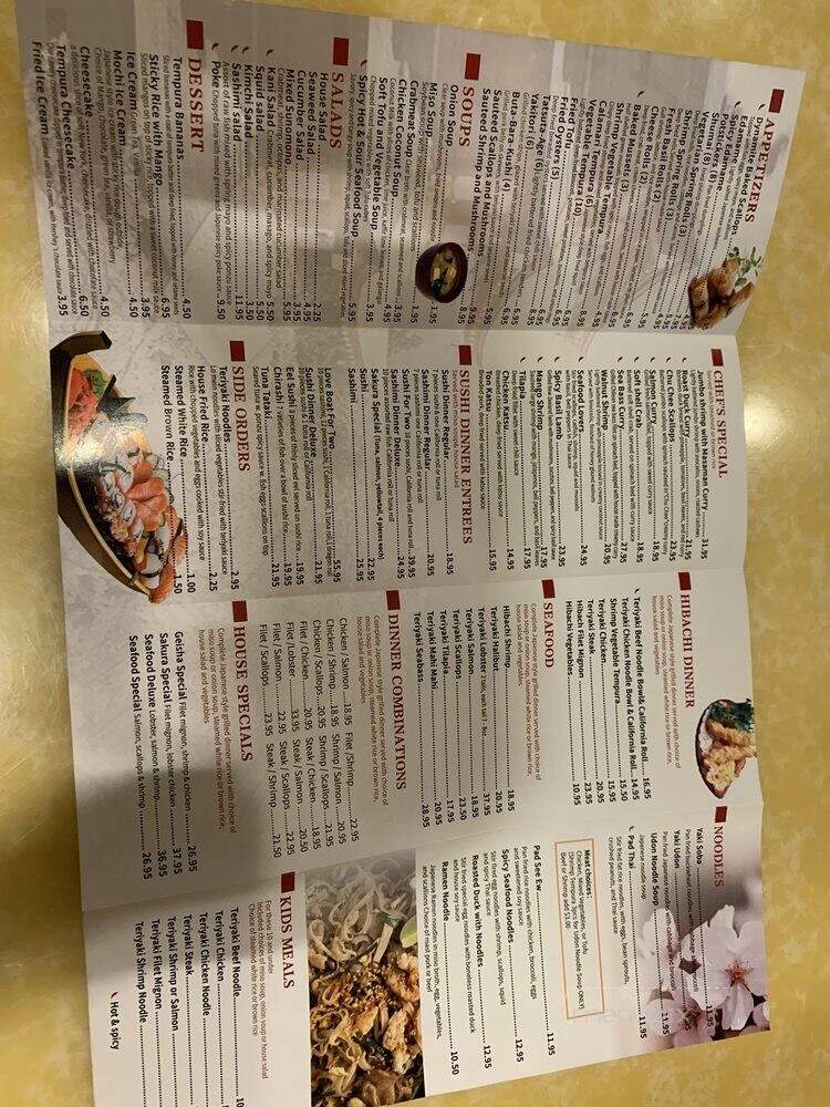 Sakura Japanese Steak House - St George, UT menu_pic