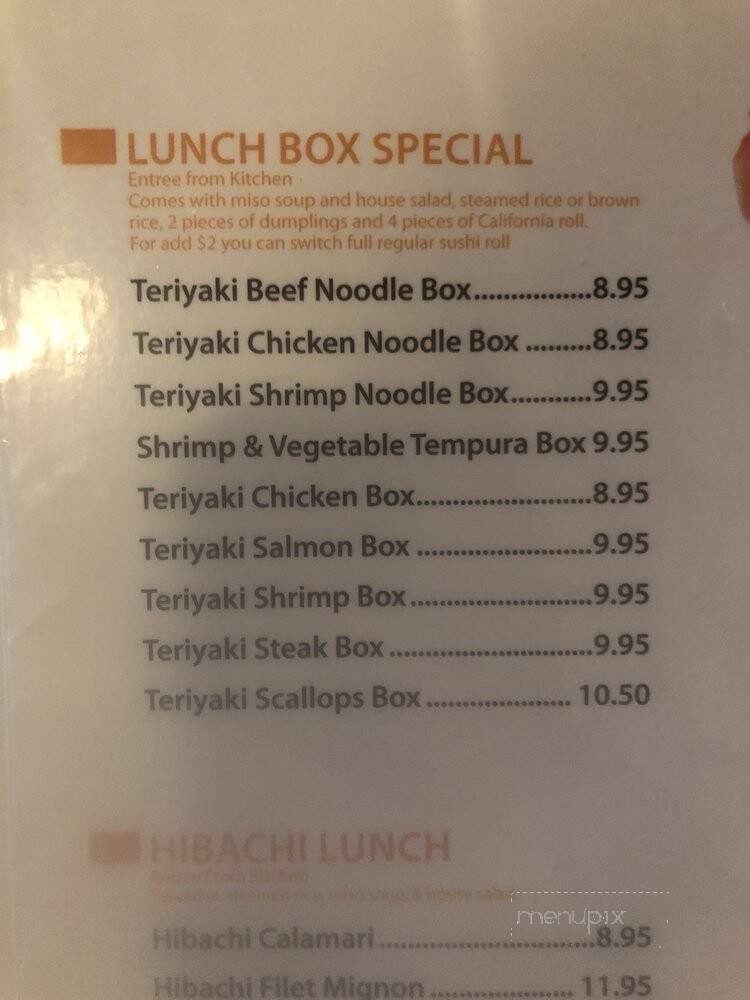 Sakura Japanese Steak House - St George, UT menu_pic