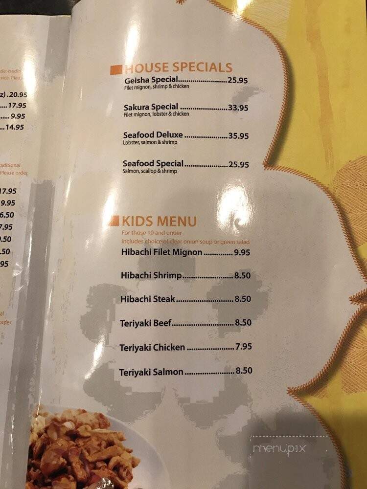 Sakura Japanese Steak House - St George, UT menu_pic