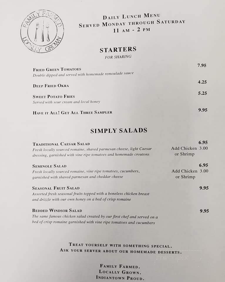Seminole Inn - Indiantown, FL menu_pic