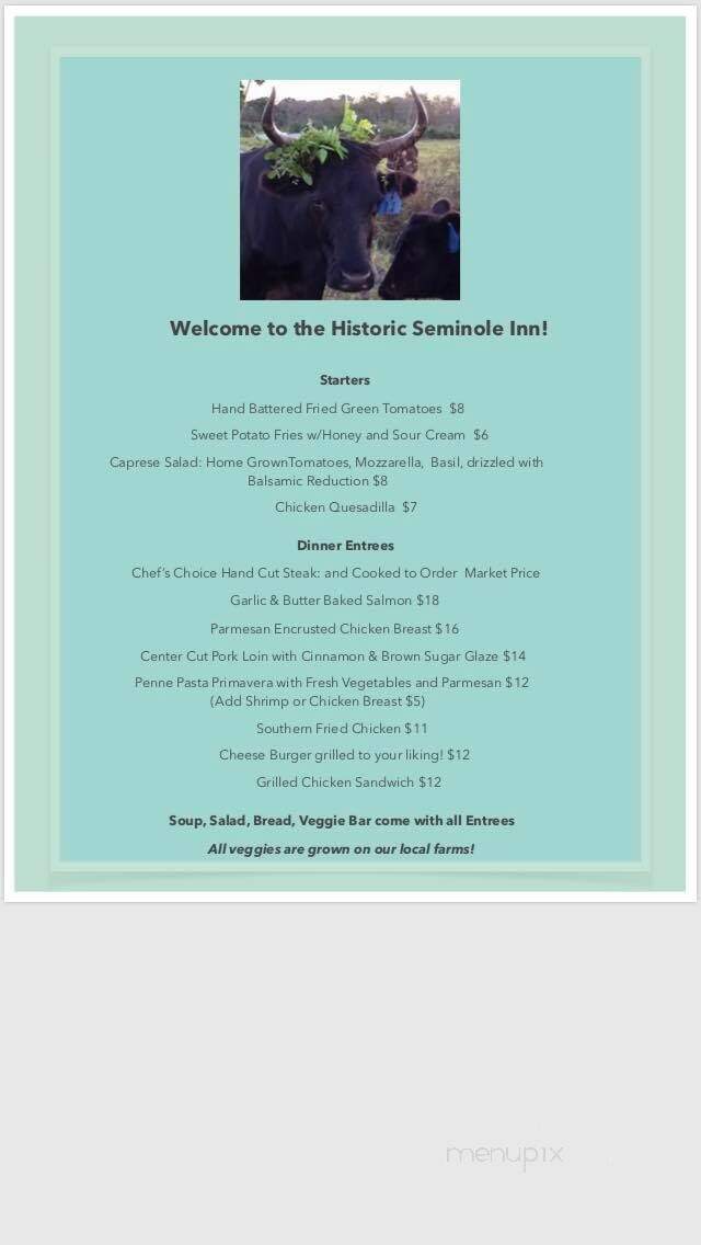 Seminole Inn - Indiantown, FL menu_pic