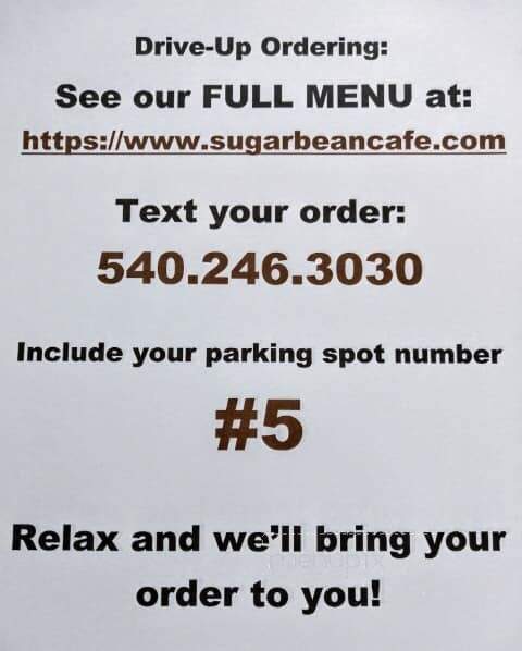 Sugar & Bean Cafe - Bridgewater, VA menu_pic