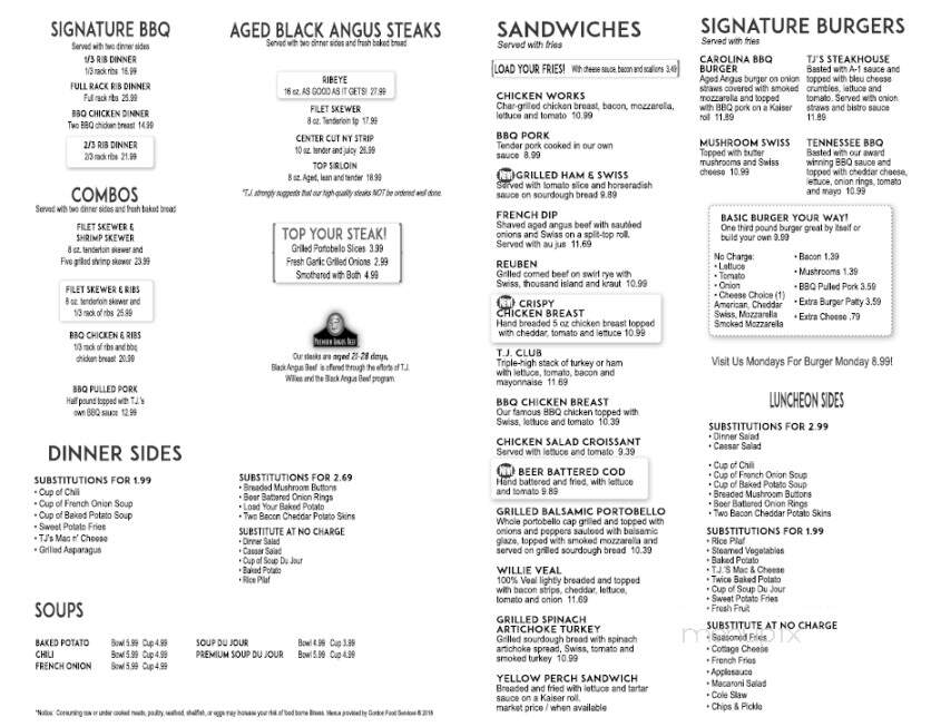 T J Willie's - Tiffin, OH menu_pic
