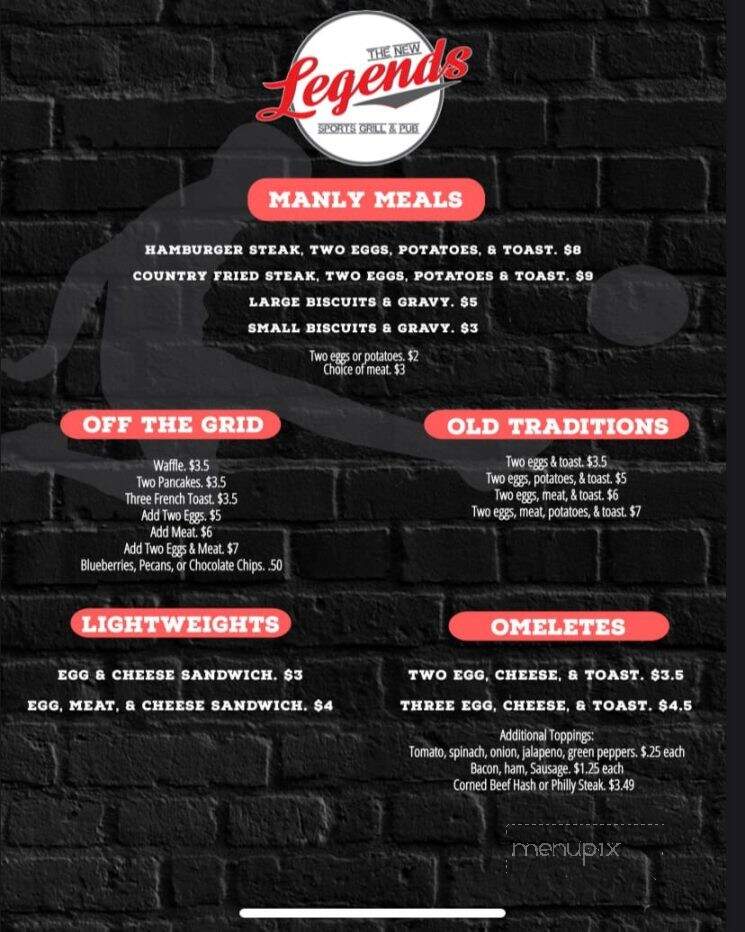 Legends Sports Grill & Pub - Shelby, OH menu_pic