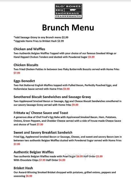 Slo' Bones BBQ Smokehaus - Frankenmuth, MI menu_pic