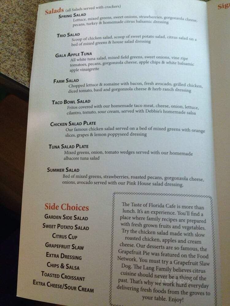 Taste Of Florida At Lang's - Haines City, FL menu_pic