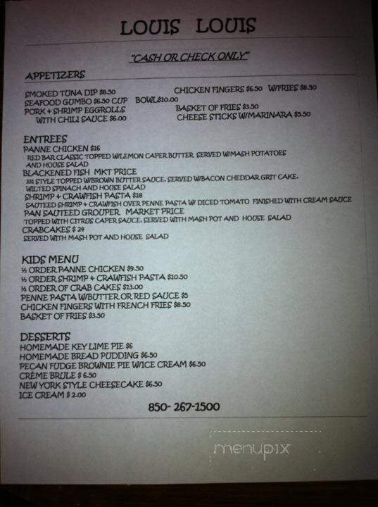 Louis Louis - Santa Rosa Beach, FL menu_pic