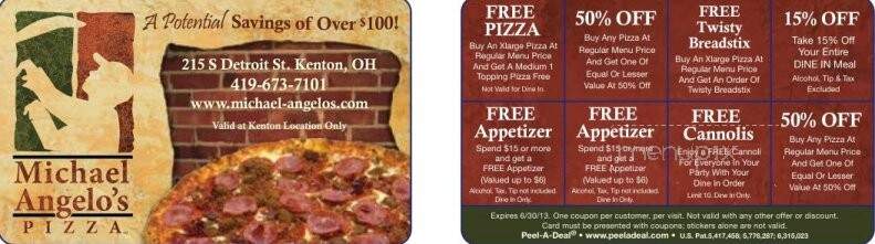 Michael Angelo's Pizza - Kenton, OH menu_pic