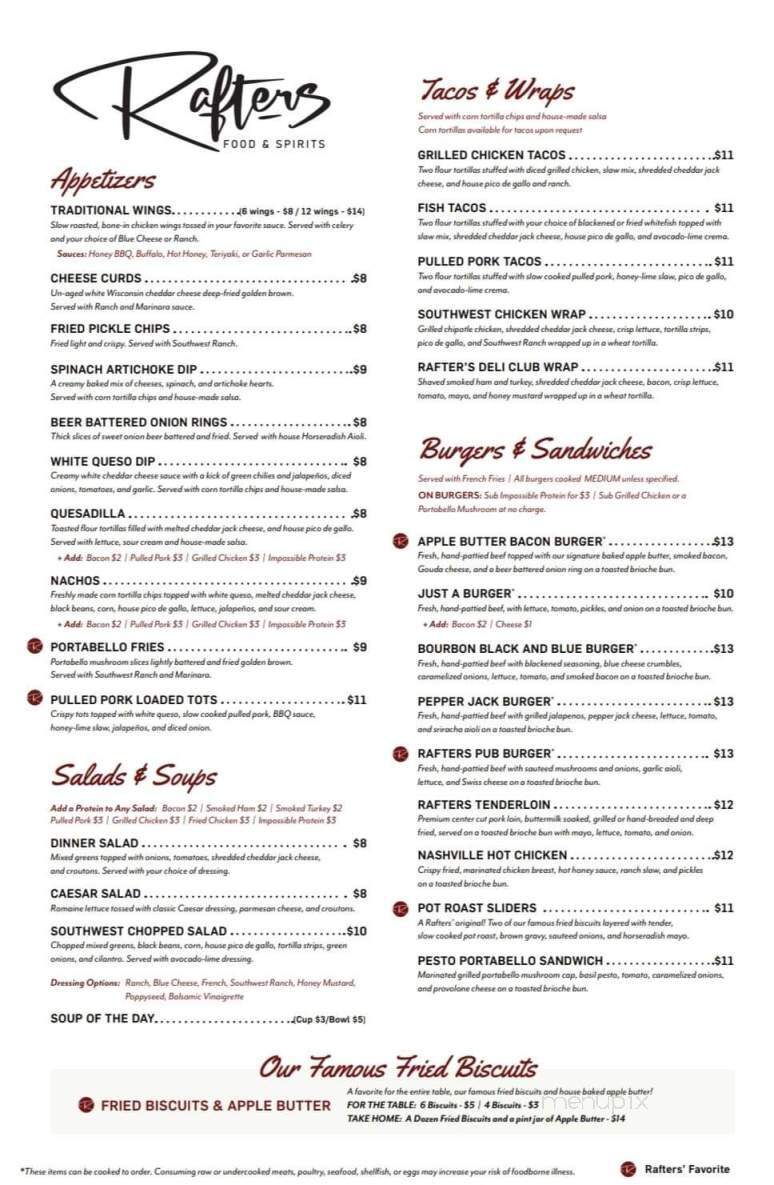 Seasons Lodge - Nashville, IN menu_pic