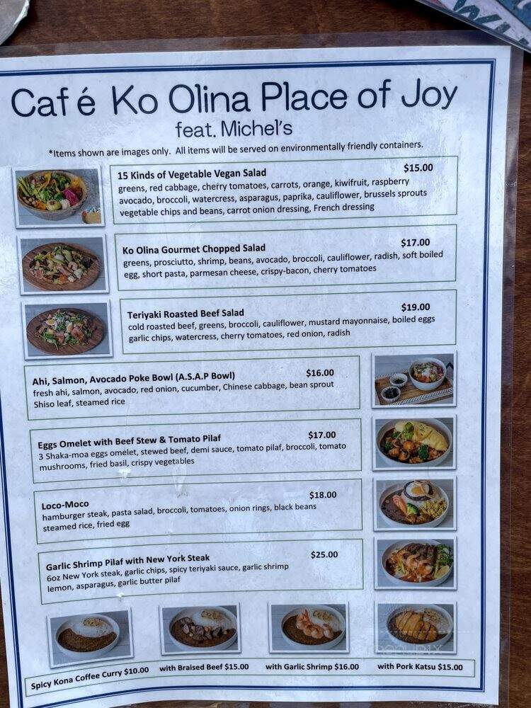 Cafe Ko Olina Place of Joy - Kapolei, HI menu_pic